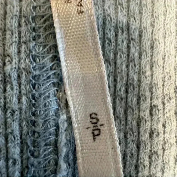 Free People Womens Newbie Ski Lodge Knit Cuff Thermal Henley Top Sz SP Lake Blue - Picture 8 of 11
